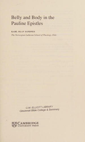 Cover for Belly and the body in the Pauline Epistles