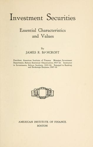 Cover for Investment securities