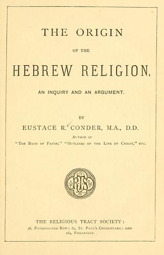 Cover for The origin of the Hebrew religion