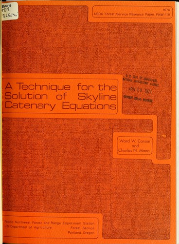 Cover for A technique for the solution of skyline catenary equations