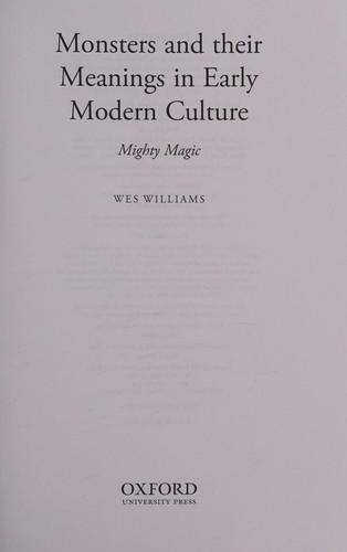 Cover for Monsters and their meanings in early modern culture