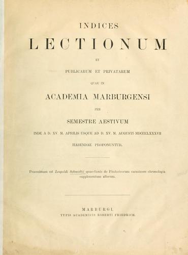 Cover for Quaestionis de Pindaricorum carminum chronologia supplementum alterum.