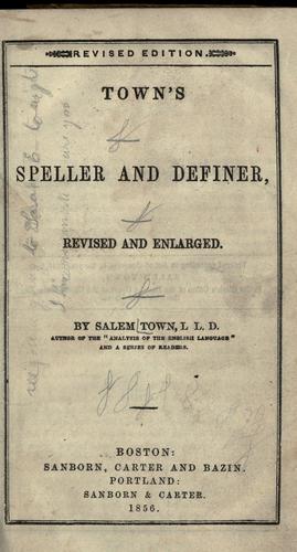 Cover for Town's new speller and definer