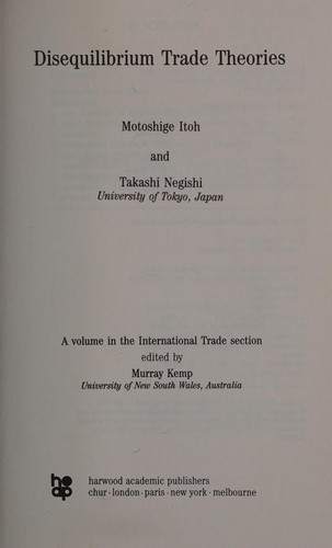 Cover for Disequilibrium trade theories