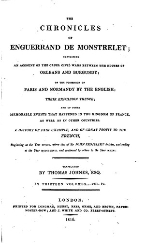 Cover for The Chronicles of Enguerrand de Monstrelet