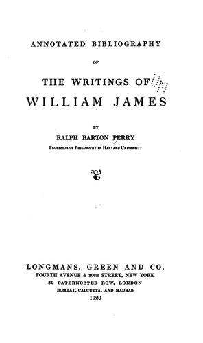 Cover for Annotated bibliography of the writings of William James