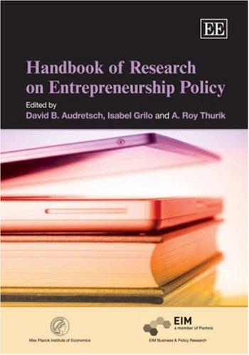 Cover for Handbook of Research on Entrepreneurship Policy (Elgar Original Reference)