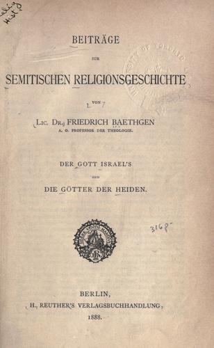 Cover for Beiträge zur semitischen Religionsgeschichte