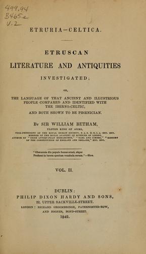 Cover for Etruria-celtica: Etruscan literature and antiquities investigated