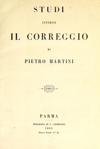 Cover for Studi intorno il Correggio