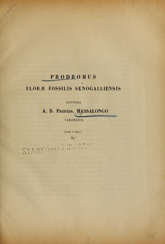 Cover for Prodromus florae fossilis Senogalliensis