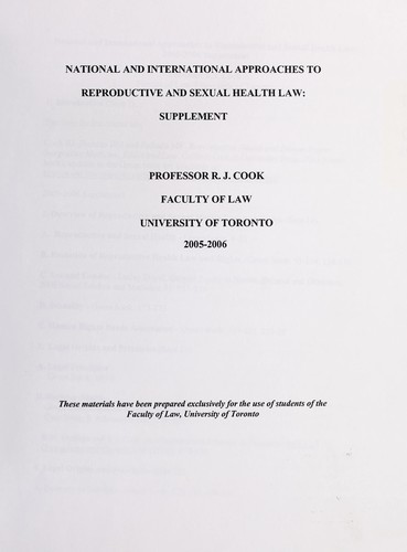 Cover for National and international approaches to reproductive and sexual health law