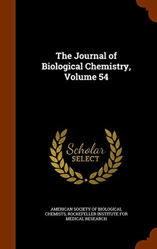 Cover for The Journal of Biological Chemistry, Volume 54