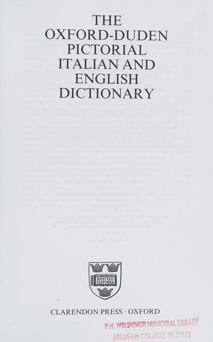 Cover for The Oxford-Duden pictorial Italian and English dictionary