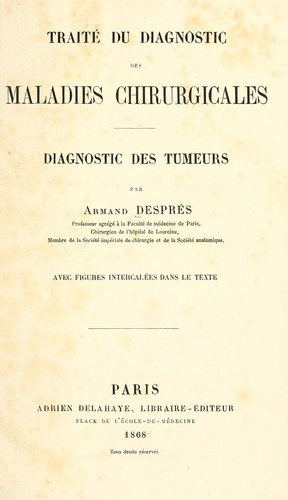 Cover for Traité du diagnostic des maladies chirurgicales