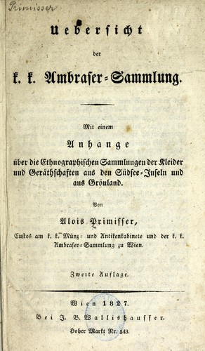 Cover for Uebersicht der k. k. Ambraser-Sammlung