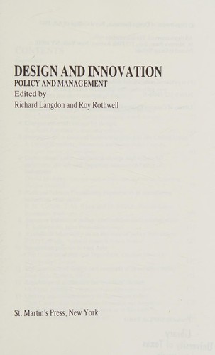 Cover for Design and Innovation