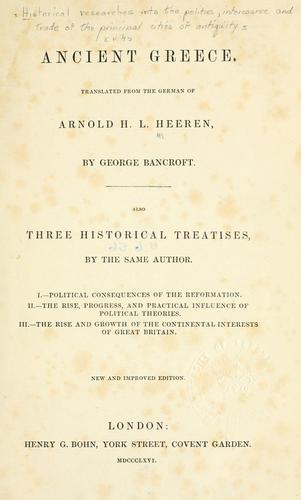 Cover for Historical researches into the politics, intercourse, and trade of the principal nations of antiquity.