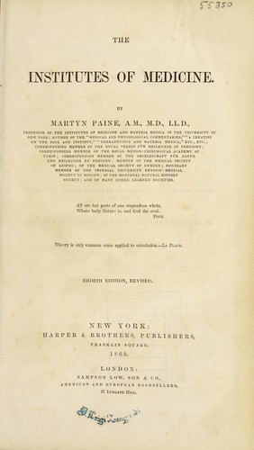 Cover for The institutes of medicine