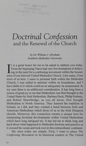 Cover for Doctrinal confession and the renewal of the church