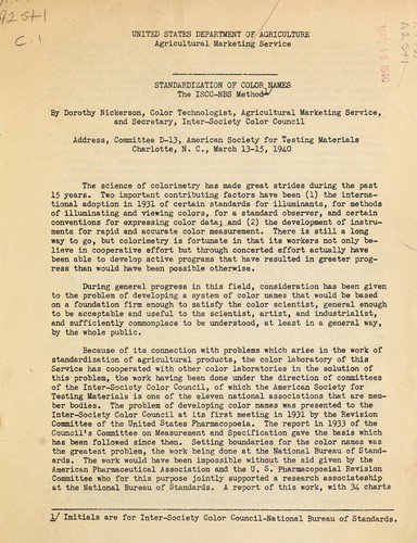 Cover for Standardization of color names