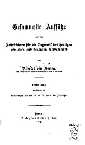 Cover for Gesammelte Aufsätze aus den Jahrbüchern für die Dogmatik des heutigen ...