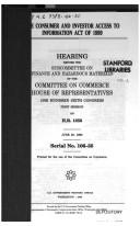Cover for The Consumer and Investor Access to Information Act of 1999