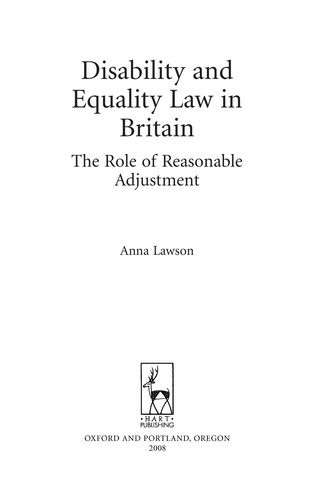 Cover for Disability and equality law in Britain