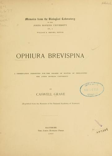 Cover for Ophiura brevispina