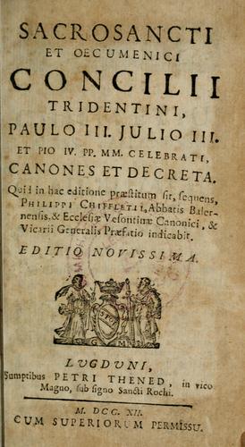 Cover for Sacrosancti et oecumenici Concilii Tridentini Paulo III, Julio III, et Pio IV PP. MM. celebrati, canones et decreta