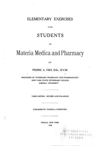 Cover for Elementary exercises for students in materia medica and pharmacy