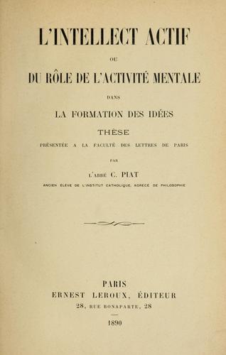 Cover for L'intellect actif