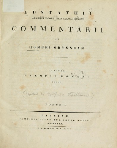 Cover for Commentarii ad Homeri Odysseam