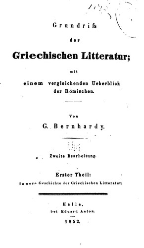 Cover for Grundriss der griechischen Litteratur