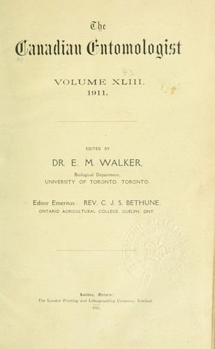 Cover for The Canadian entomologist