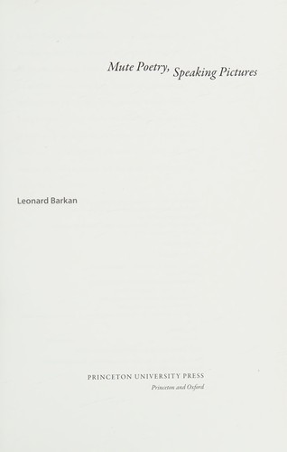 Cover for Mute poetry, speaking pictures