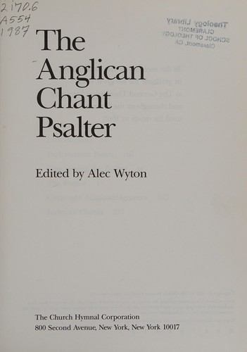 Cover for Anglican Chant Psalter