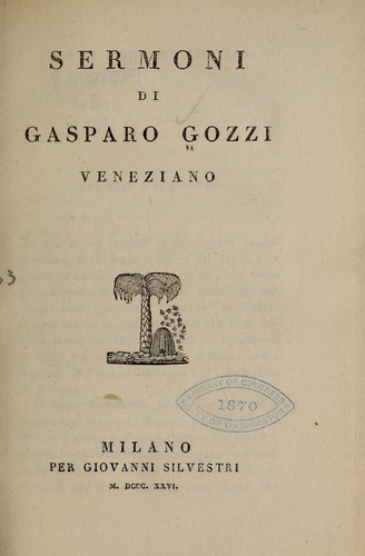 Cover for Sermoni di Gasparo Gozzi ...