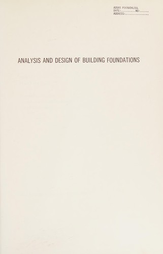 Cover for Analysis and design of building foundations