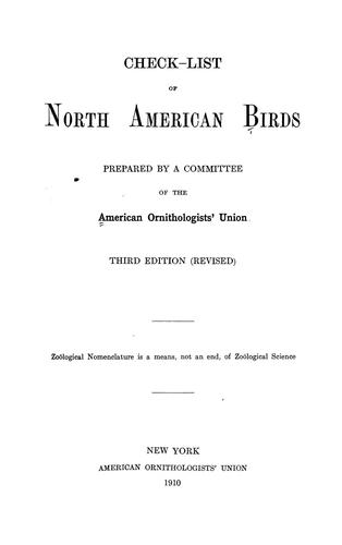 Cover for Check-list of North American birds
