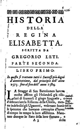 Cover for Historia o vero vita di Elisabetta, regina d'Inghilterra: Detta per sopranome la Comediante Politica