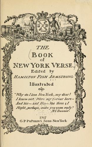 Cover for The book of New York verse.
