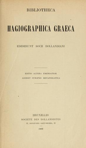 Cover for Bibliotheca hagiographica graeca