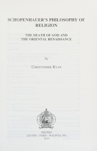 Cover for Schopenhauer's philosophy of religion
