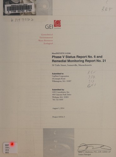 Cover for Phase V status report no. 6 and remedial monitoring report no. 21