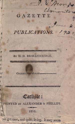 Cover for Gazette publications.