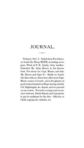 Cover for Journal of a cruise in the fall of 1780 in the private-sloop of war, Hope