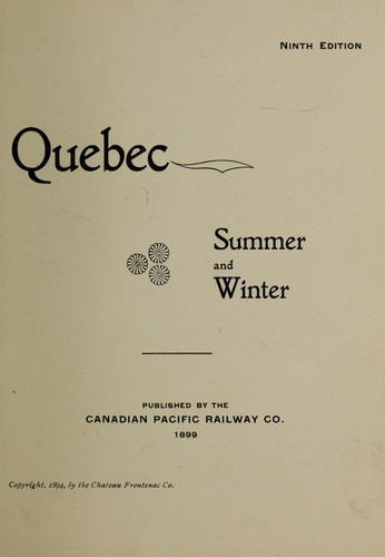 Cover for Quebec summer and winter