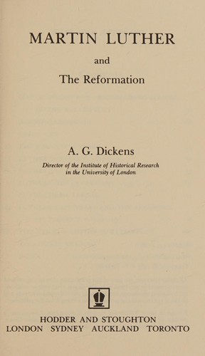 Cover for Martin Luther and the Reformation.