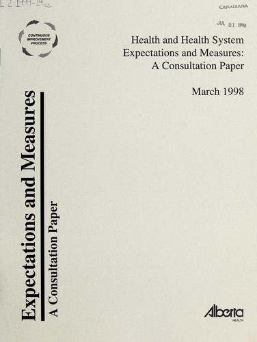 Cover for Health and health system expectations and measures